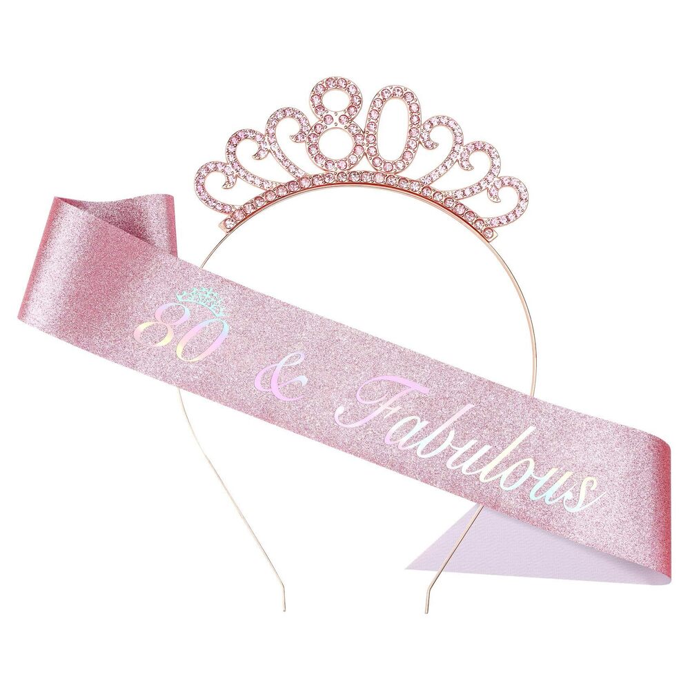 8694 80th Birthday Sash For Women,Happy Birthday Party Pink